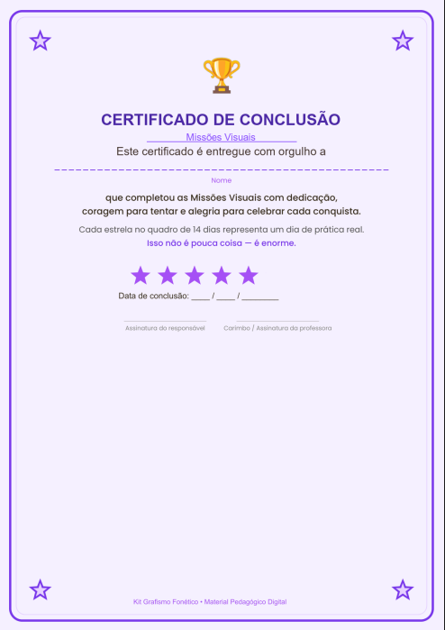 Certificado de Conclusão das Missões Visuais