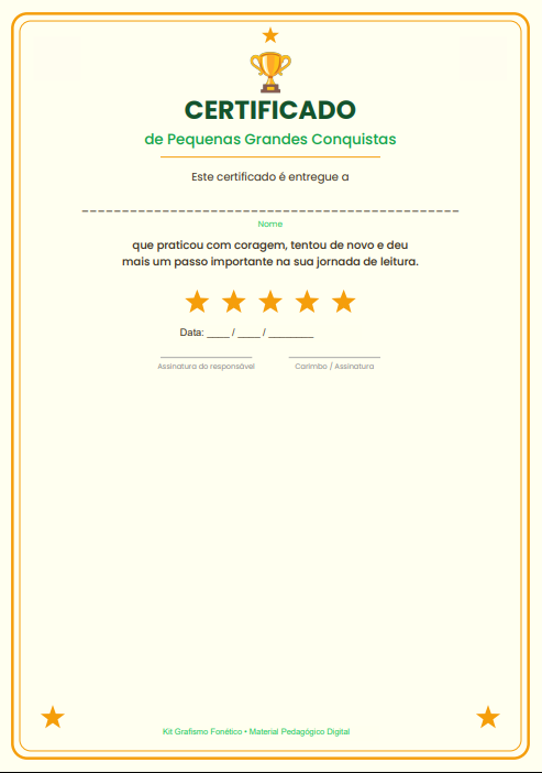 Certificado de Pequenas Grandes Conquistas