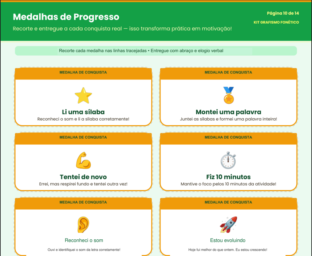 Medalhas de Progresso — KiT GRAFiSMO FONÉTiCO